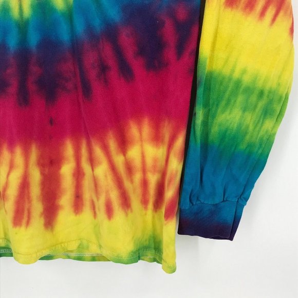 NASA Mens Shirt Medium Red Rainbow Tie Dye Long Sleeve Pullover Spiral Space - Picture 12 of 16